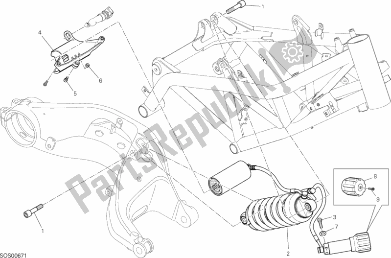 All parts for the Sospensione Posteriore of the Ducati Hypermotard Hyperstrada Brasil 821 2014